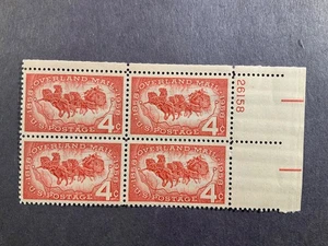 US Scott # 1120, Overland Mail, Plate Block of (4) 1958 4¢ Stamps, MNH - Picture 1 of 1