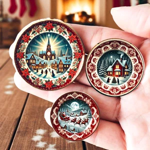 Miniatur Weihnachten Vintage Teller Keramik Puppenhaus Geschirr Weihnachtsdeko - Bild 1 von 12