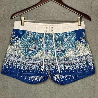 Vtg Guess Swim Board Shorts Women's 29 Blue Floral Y2K Coconut Surfer Girl - Image 1 of 4