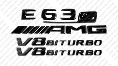 Juego de letras logotipos emblemas negros brillantes para Mercedes-Benz E63s V8 biturbo AMG W213 Foto 1 de 4