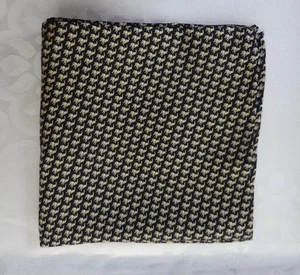 Vintage NWOT Jim Thompson Black Silk Elephant Pattern Pocket Square Handkerchief - Picture 1 of 6
