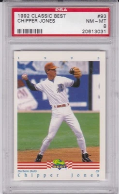 CHIPPER JONES ROOKIE CARD 1992 Classic Best RC Braves Durham Bulls $$ PSA MINT - Image 1 of 2