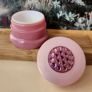 Vintage Somewhere Cream sachet by Avon. Pink glass with "jewels." Empty - Picture 1 of 5