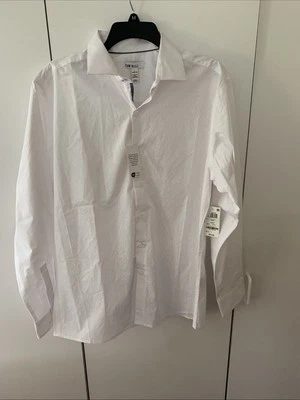 Camisa de Vestir Bar III Para Hombres Algodón Estampado de Hojas Tonales Calce Ajustado Blanca-L 16-16.5 Nueva con Etiquetas Foto 1 de 3