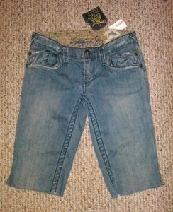 NUEVOS CON ETIQUETAS PANTALONES CORTOS DE MEZCLILLA AUTÉNTICOS A MEDIDA CHEKORE JUNIORS 25 CAPRI JEANS - Imagen 1 de 5