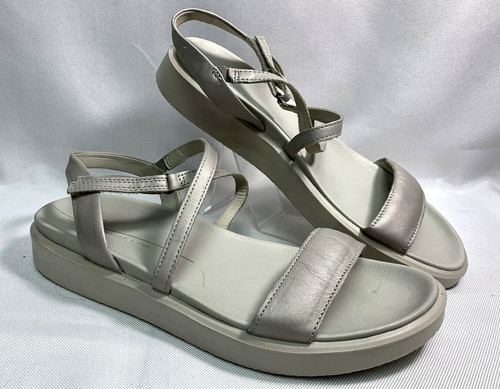 Sandali da donna Ecco Flowt LX con cinturino argento pelle metallica taglia 10