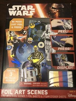 Disney Star Wars Metallic Foil Art Scenes Kit ~ Peel & Press NEW Foto 1 de 4