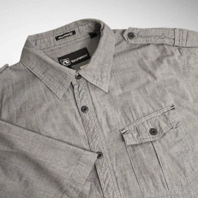 Ocean Current Button Up Short Sleeve Wrinkle Free Camp Shirt Men Size Medium Gra - Image 1 of 4