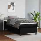 King Single Size Bed Frame Modern Faux Leather Mattress Base Platform Black