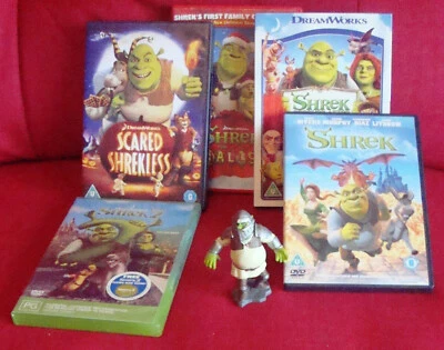 5 DVDs Shrek1&2,for Ever after Final Chapter,Scared Shrekless,the halls, +Figure - Image 1 of 4