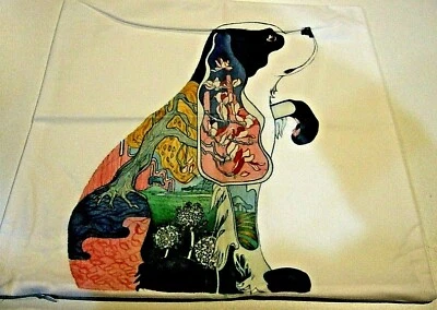 Square Colorful Beagle Dog Cotton Chenille Pillow Cover 17.5" x 17.5" NEW (#48) - Image 1 of 4