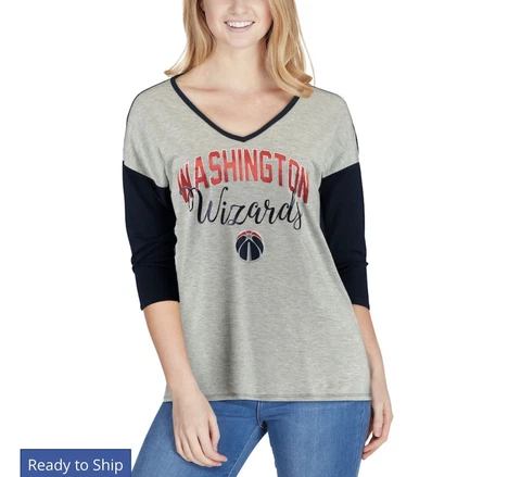 NBA Washington Wizards Meet Your Match 3/4 Sleeve T-Shirt Gray Womens X-LARGE XL Cover