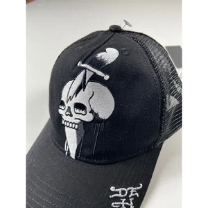 Ed Hardy Hat Black Mesh Trucker Cap Skull And Dagger One Size Fits All Snapback - Picture 1 of 8