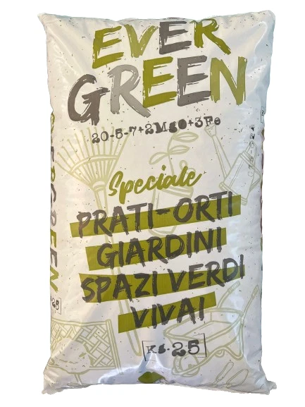 EVERGREEN 25KG CONCIME NPK CON MAGNESIO E FERRO - PRATI SPAZI VERDI E GIARDINI - Immagine 1 di 1
