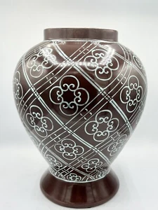 ORIENTALISCHE URNENVASE Japanisch Braun Glasiert Blau Glas Floral Erhöhte Farbe 10" T EUC - Bild 1 von 4