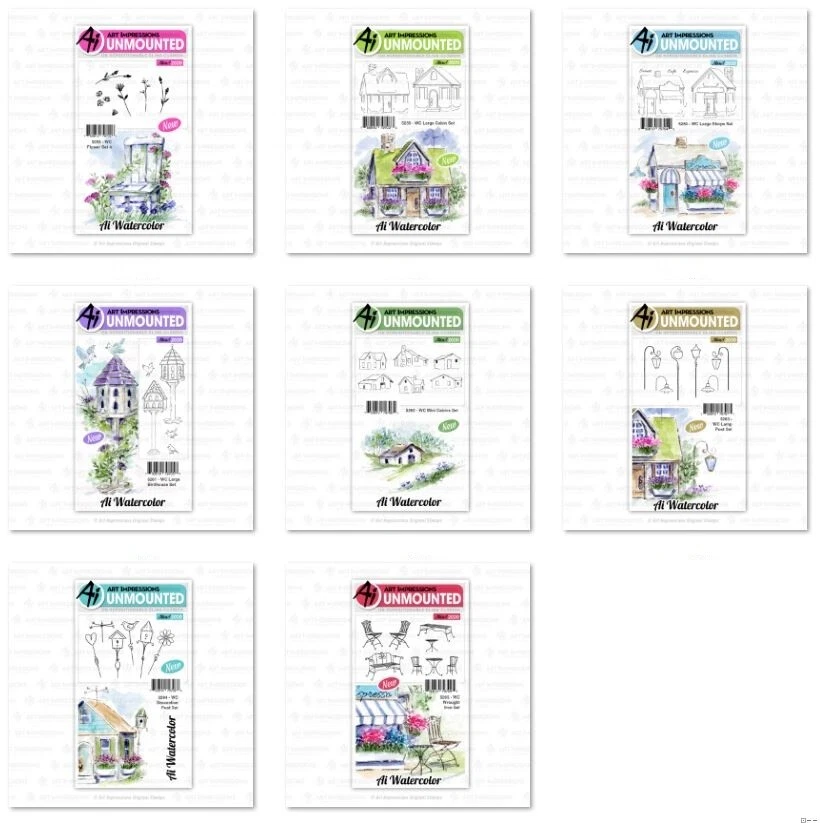 Estampillas de acuarela AI 2020 - Impresiones artísticas estampado de goma artesanía - flor/cabina Foto 1 de 1