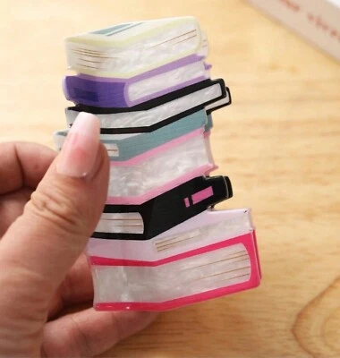 Book Stack Claw Clip Library Reading Teacher Student Hair Accessory Acrylic NEW - Image 1 of 4