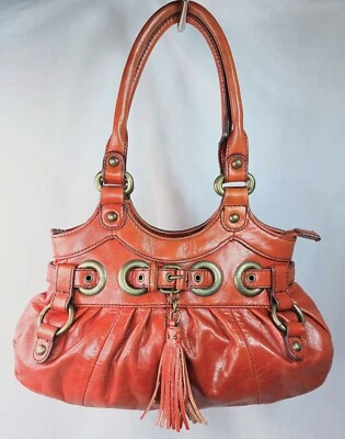 HYPE Babydoll Estilo Coñac Cuero Marrón Doble Mango con Herrajes de Latón  Foto 1 de 4