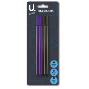 Paquete de 4 bolígrafos de revestimiento fino 2 negros y 2 azules. Dibujo, diseño, dibujo, escritura - Imagen 1 de 1