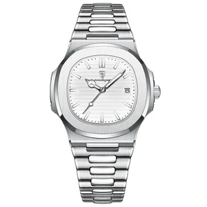 POEDAGAR Men's Quartz Luxury Watch 30M Waterproof Stainless Steel Luminous NEW - Picture 1 of 4