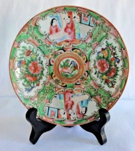 "Antigua placa medallón rosa porcelana china 5 1/8" - Imagen 1 de 12