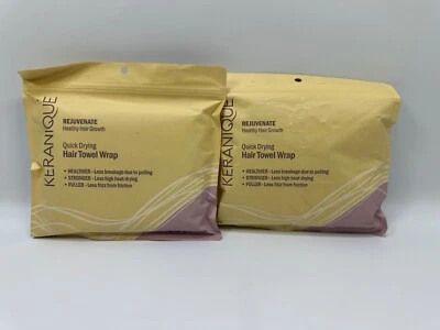 Paquete de 2 envolturas de toallas para cabello de microfibra Keranique - secado rápido 10x26 pulgadas Foto 1 de 2