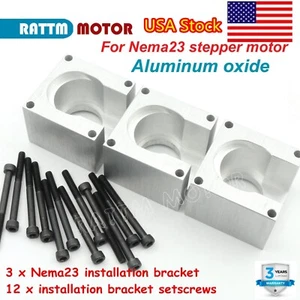 【US】 3x Nema23 Stepper Motor Bracket Aluminum Motor Mount Holder + 12pcs Screws - Picture 1 of 8