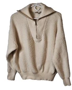 Joie Oversized Cream Open Knit Split Neckline Collar Pullover Sweater Large - Picture 1 of 6