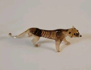 Kunstglas Murano Tiger Figur Rauch Schwarz Glas - Bild 1 von 8