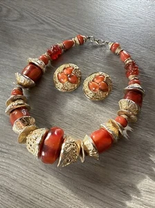 Rare Imposante Parure Créateur Kalinger Paris - Collier Et Boucles D’oreilles - Picture 1 of 8