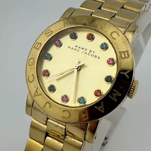 Marc Jacobs Quartz Watch MBM3141 Women 50m Gold Tone Steel New Battery 5.75" - Picture 1 of 6