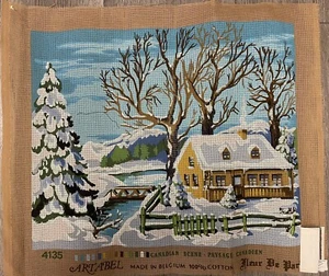 FLEUR DE PARIS CANADIAN SNOW SCENE NEEDLEPOINT CANVAS - Picture 1 of 2