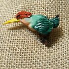 Vintage Signed Japan Colorful Hard Vintage Plastic Toucon Bird Pin 2-1/8"