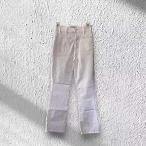 Mother Hustler Patch Ankle Fray Fairest Of Them All Pinkish White Jeans Size 26 - Picture 1 of 5