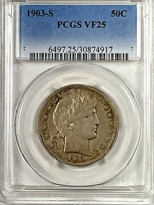 1903-S Barber Half Dollar : PCGS VF25 - Imagen 1 de 4