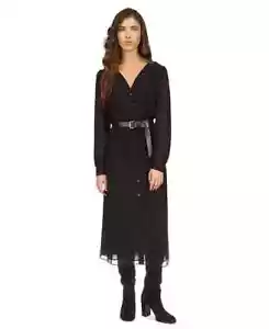 $185 Michael Kors Women's Button-Down Midi Dress, Black, P/M - Picture 1 of 1