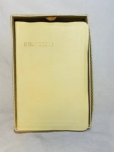 1955 Holy Bible Collins Concordance KJV NEW In Box White Genuine Leather - Picture 1 of 16