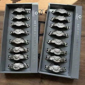 Casa Decor Drawer Pulls New 2 Sets of 8 Metal Gun Color Metal Half Cup Pulls New - Picture 1 of 8