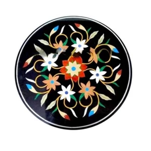 Mesa de centro de mármol negro de 12" con incrustación Pietra dura mesa de pasillo de trabajo para el hogar - Imagen 1 de 9