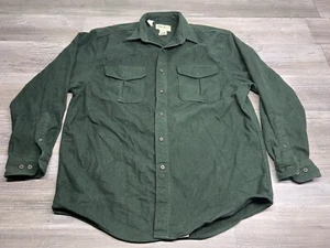 Camicia vintage Eddie Bauer pesante in flanella di camoscio taglia L verde spessa con bottoni - Foto 1 di 6