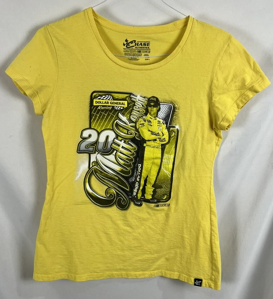 Camiseta para mujer Chase Authentics Nascar grande amarilla manga corta mate Kenseth Foto 1 de 4