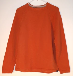 Eddie Bauer Men M 100% Cotton Rust Orange Thick Sweater Round Neck Long Sleeve - Picture 1 of 11