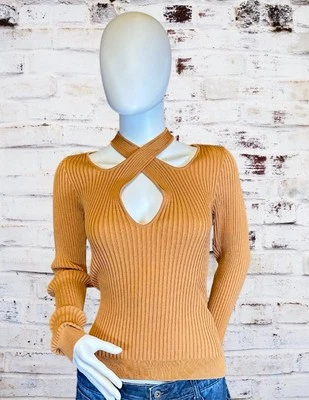 MINKPINK NWT Women's Gianna Knit Top in Pecan Sweater Size Medium NWT! - Image 1 of 3