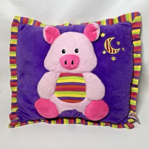 Vintage Linzy Pig 3D Pillow Plush Stuffed Animal 14” Toy Purple Retro 1990s - Picture 1 of 8