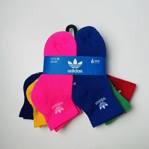Adidas 6 Pairs Kids Youth Shoe Size 2 Y - 5 Y Trefoil Quarter Socks MEDIUM #068B - Picture 1 of 8