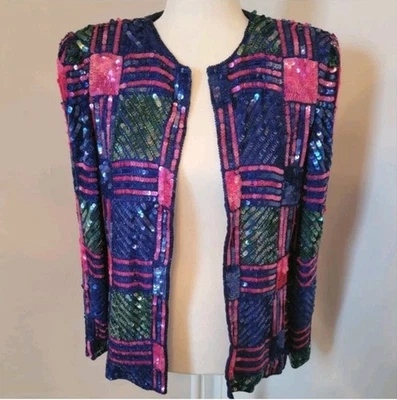 Vintage 1980s Leslie Fay sequined evening jacket Size Medium - Image 1 of 4