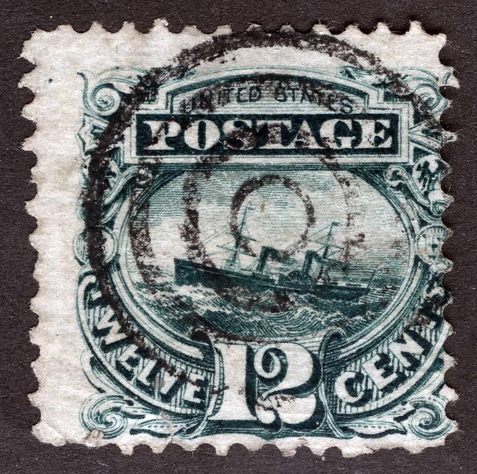 US Sc 117 Verde 12¢ G. Parrilla 1869 Negro 4 Anillos Objetivo Cancelar Foto 1 de 1