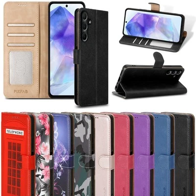 PIXFAB Case For Samsung Galaxy A56 5G, Leather Wallet Magnetic Flip Stand Phone Cover