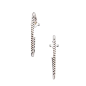Pendientes de aro David Yurman de plata de ley con cable de 1,5" - Imagen 1 de 4