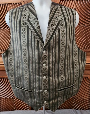 Size XL WAH MAKER Frontier Clothing Gray Black Striped Vest Western Cowboy - Image 1 of 4